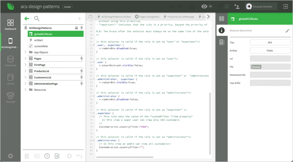 Configurazione dei ruoli e degli accessi Instant Developer ionicui 18 Instant Developer